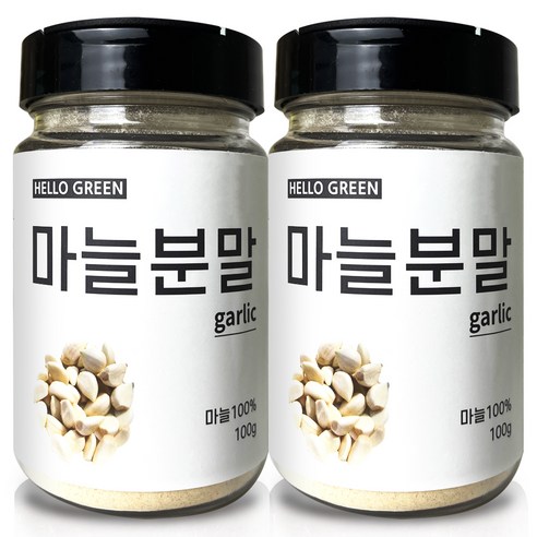 헬로우그린 국산 마늘 분말 통, 2개, 100g