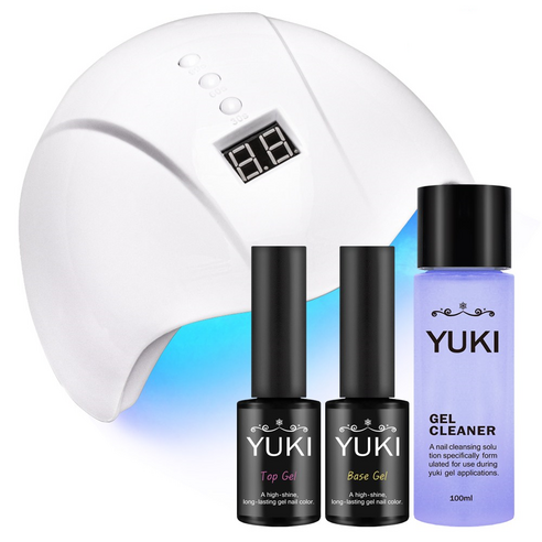 유키 젤네일 필수품 스마트 젤램프 세트, 1세트, 36W젤램프 + 베이스젤 5g + 탑젤 5g + 젤클리너 100ml