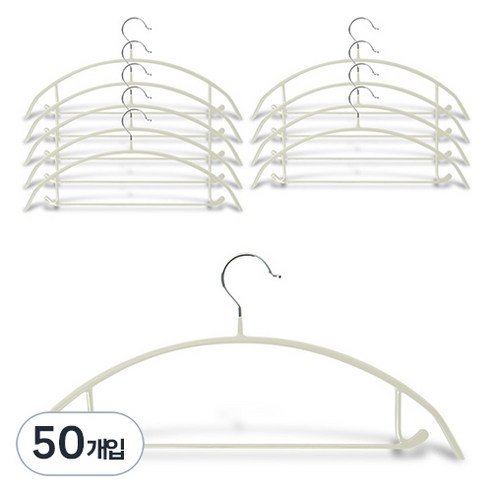 마켓플랜 논슬립 코팅 정장 라운드옷걸이, 아이보리, 50개