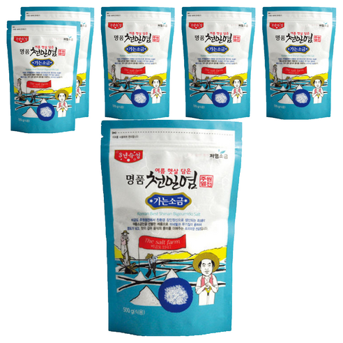주원염전 여름햇살담은 명품천일염 가는소금, 500g, 6개