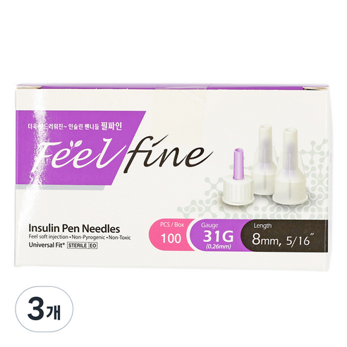필텍 펜니들 Feel Fine 31G 8mm 100p, 3개