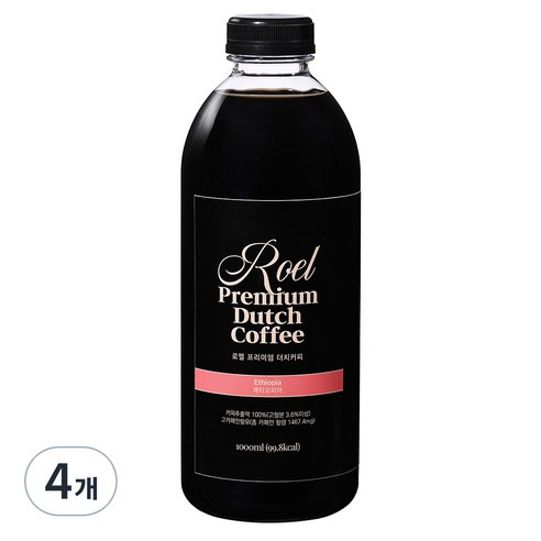 로엘 더치커피 콜드브루 원액 에티오피아, 4개, 1000ml, 1개입