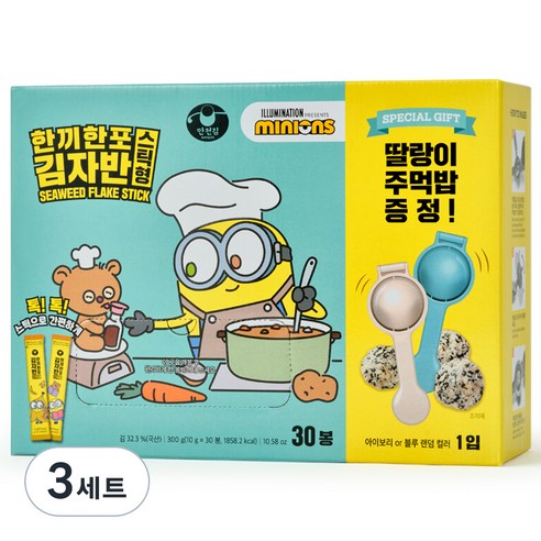 만전김 미니언즈 한끼한포 김자반 스틱형 30p + 딸랑이주먹밥, 300g, 3세트