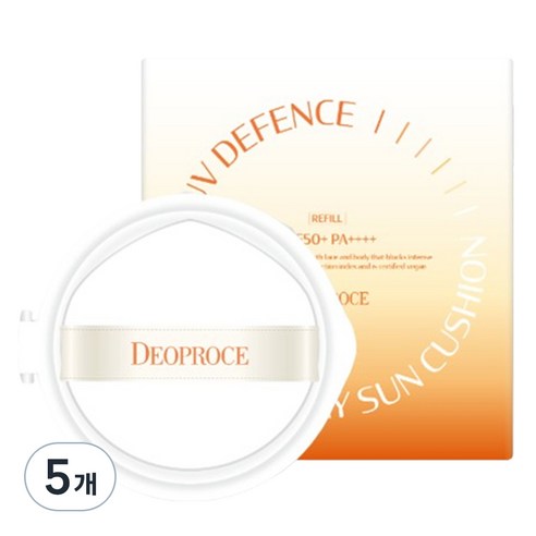 [비건뷰티] 디오프러스 유브이 디펜스 올 데이 선 쿠션 SPF50+ PA++++ 리필용, 25g, 5개