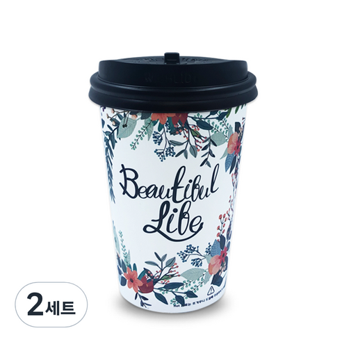 투고팩 플라워 종이컵 380ml + 개폐형뚜껑, 100개입, 2세트
