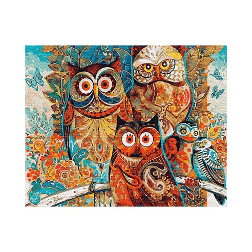 플레이어바웃 DIY 명화 그리기 세트 40 x 50 cm, 부엉이가족