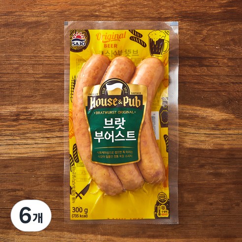 하우스 펍 브랏 부어스트 소시지, 300g, 6개