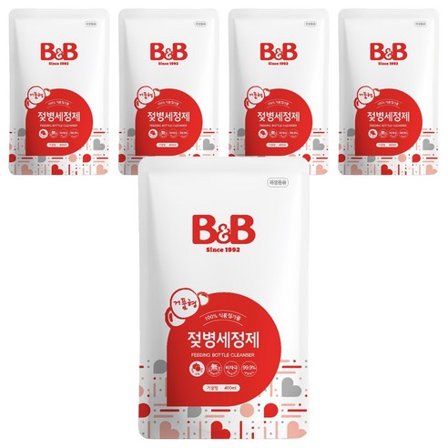 비앤비 젖병세정제 거품형 리필, 400ml, 5개