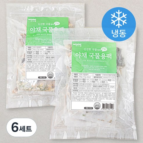 바다원 간편 국물용팩 야채, 15g, 6개입, 6개