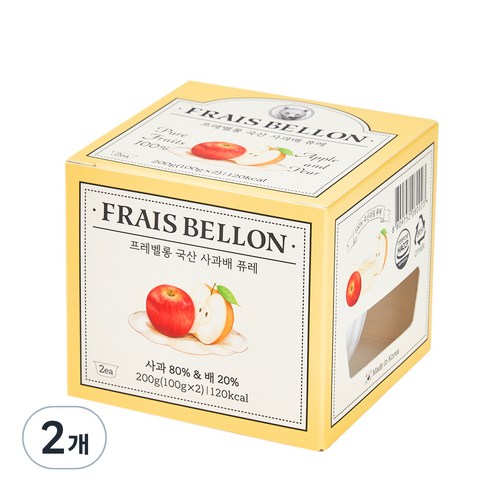 프레벨롱 국산 과일퓨레, 사과배, 200g, 2개