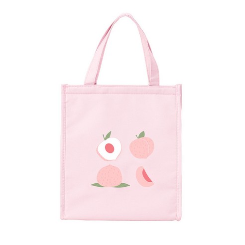 미동마켓 핸드형 과일무늬 보냉백, 핑크