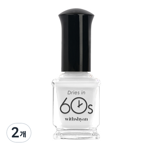 위드샨 유광타입 60초 네일라커 매니큐어 9ml, M60 화이트, 2개