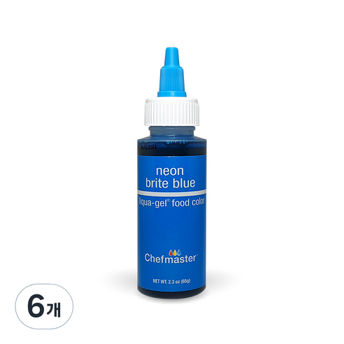 셰프마스터 리쿠아젤 식용색소 네온 브라이트 블루, 65g, 6개