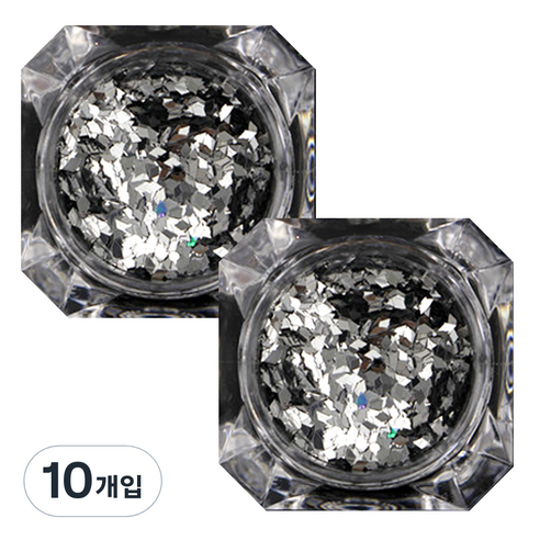이코디 다이아몬드 네일글리터 1mm, 실버, 10개입
