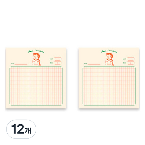 플라잉웨일즈 빨강머리앤 점착 메모패드, 상상, 1개입, 12개