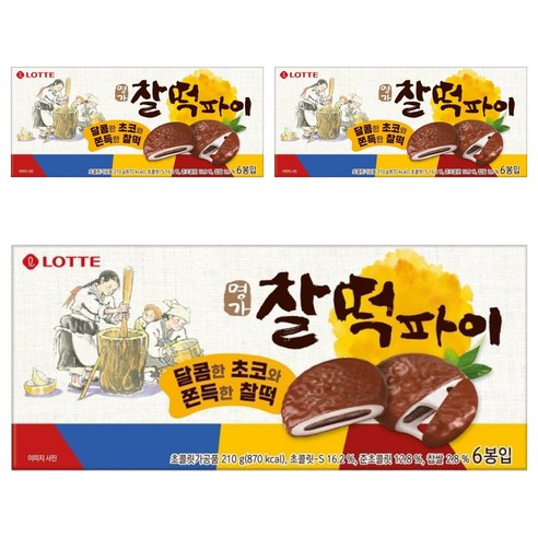 롯데웰푸드 명가 찰떡파이, 210g, 3개