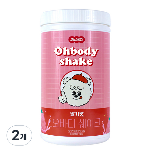 오늘의바디 오바디 단백질 쉐이크 딸기맛, 2개, 700g