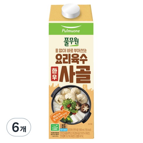 풀무원 요리육수 사골, 1L, 6개