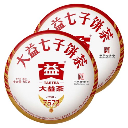 대익차 7572 보이차 숙차, 357g, 1개입, 2개