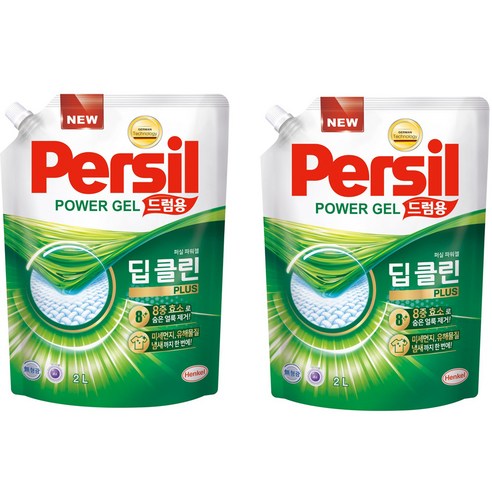 퍼실 딥클린 플러스 파워젤 액상세제 드럼용 리필, 2L, 2개
