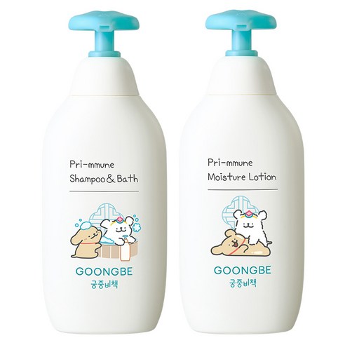 궁중비책 프리뮨 유아용 샴푸 앤 바스 350ml + 모이스처 로션 350ml, 1세트