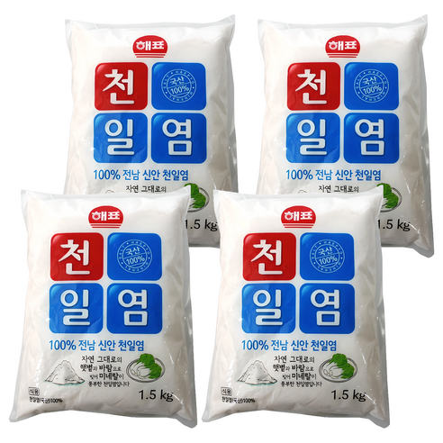 해표 전남 신안 천일염, 1.5kg, 4개