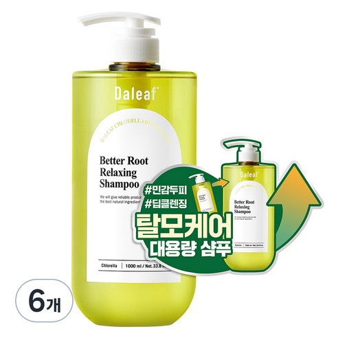 달리프 클로렐라 베러 루트 릴렉싱 탈모 완화 기능성 샴푸, 1L, 6개