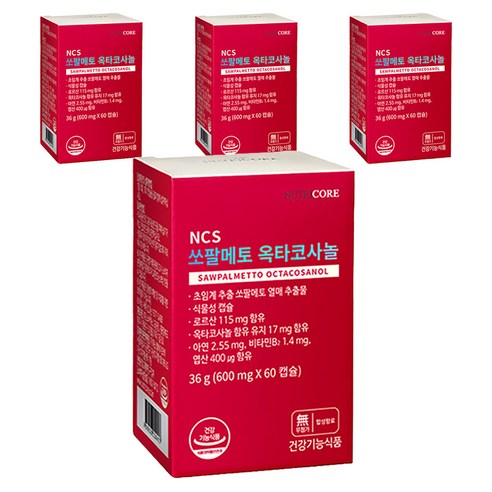 뉴트리코어 쏘팔메토 옥타코사놀, 60정, 4개