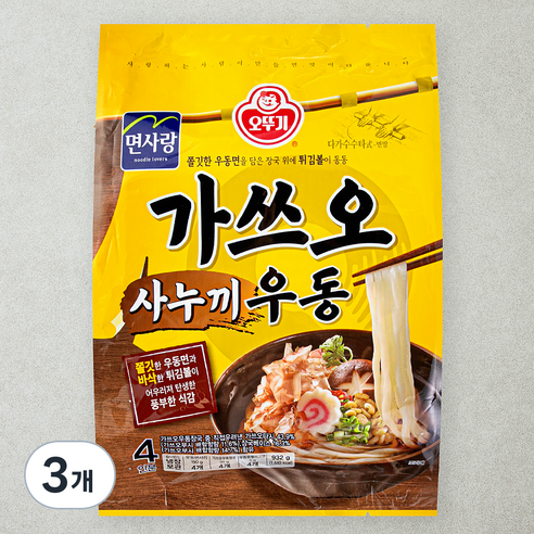오뚜기 가쓰오 사누끼 우동 4인, 932g, 3개