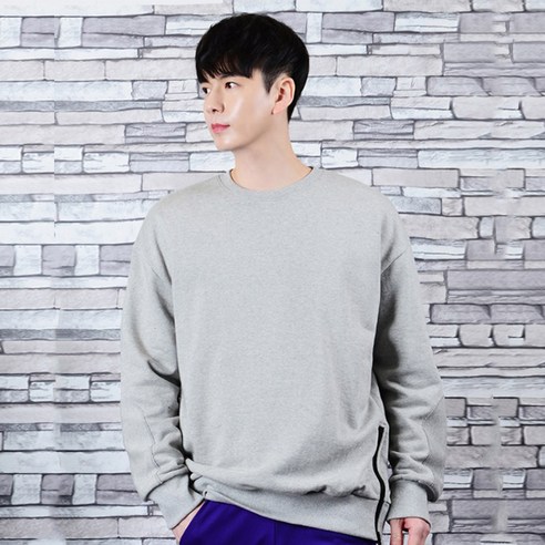 타운클로 지퍼 패치 오버핏 맨투맨