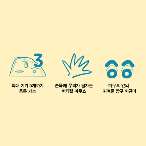 귀여움과 건강을 한번에! 짱구 버티컬 블루투스 무선 마우스로 쾌적한 작업 환경을 만드세요.