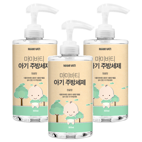 마미바티 아기 주방세제 청귤향, 500g, 3개