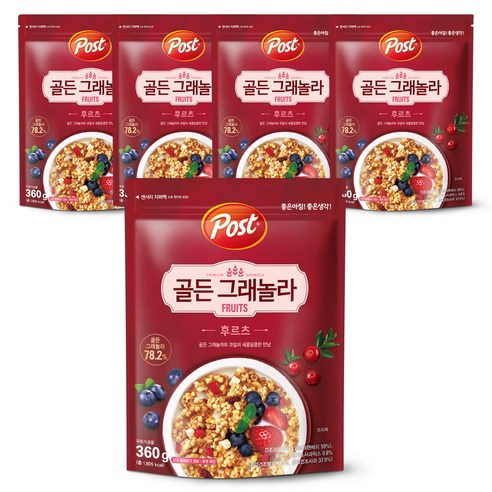 포스트 골든그래놀라 후르츠 시리얼, 360g, 5개