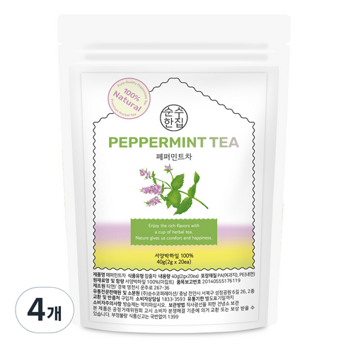 순수한집 페퍼민트 삼각티백, 2g, 20개입, 4개