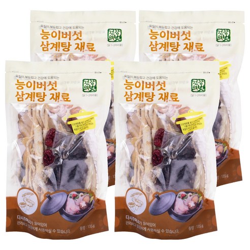 건강의벗 능이버섯 삼계탕 재료, 135g, 4개
