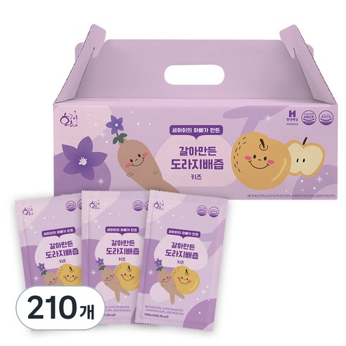황금이네 국내산 아동용 갈아만든 도라지배즙, 100ml, 210개