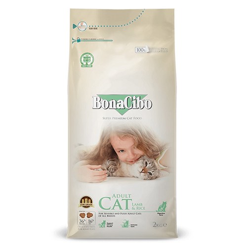 보나시보 어덜트 고양이 건식 사료, 1개, 2kg, 양+쌀