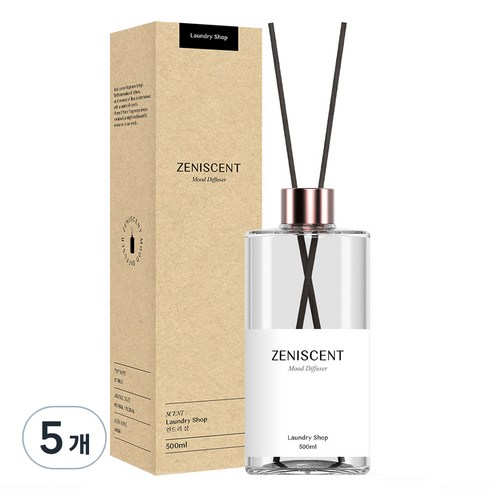 제니센트 무드 대용량 디퓨저 실내방향제, 런드리 샵, 500ml, 5개