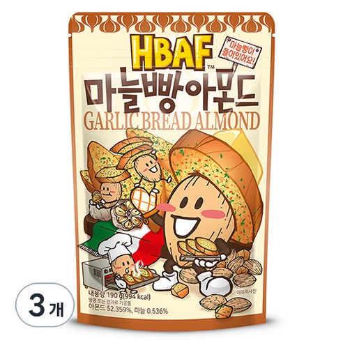 바프 마늘빵 아몬드, 190g, 3개
