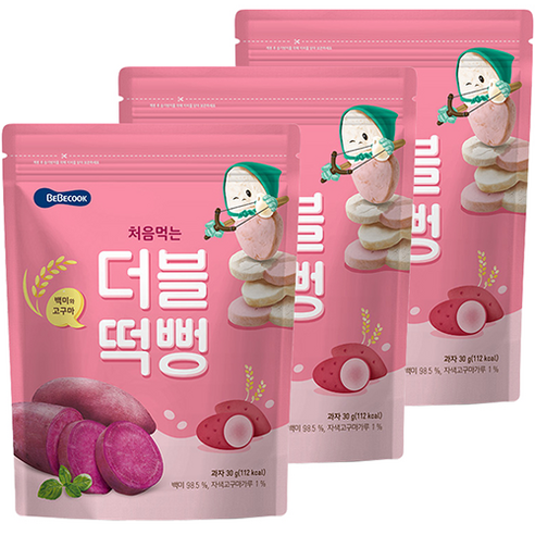 베베쿡 처음먹는 더블떡뻥 백미와고구마 30g, 백미 + 고구마 혼합맛, 3개