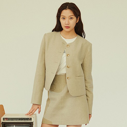 온앤온 여성용 노카라 슬림 자켓 NW1SJ276