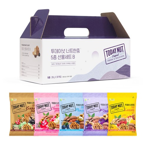 투데이넛 너트한줌 5종 선물세트 B타입 20g 30봉