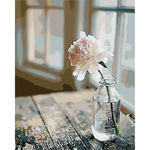 명화 팝 아트 유화 페인팅 DIY 어른 그림 그리기 캔버스 액자 대형, 41유리병 꽃, 1개