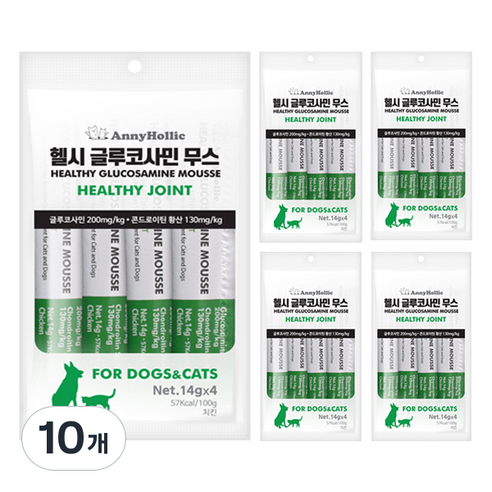 애니홀릭 반려동물 헬시 글루코사민 무스 영양제, 4회분, 치킨, 10개