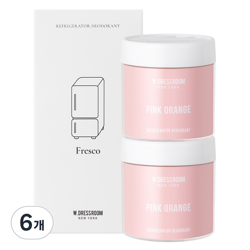 더블유드레스룸 냉장고 탈취제 핑크오렌지 본품, 120g, 6개