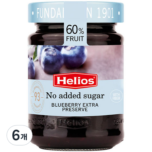 헬리오스 무가당 엑스트라 블루베리잼, 280g, 6개