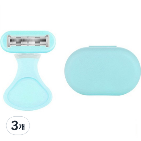 라젠다 미니 휴대용 여성용 면도기 블루, 1개입, 3개
