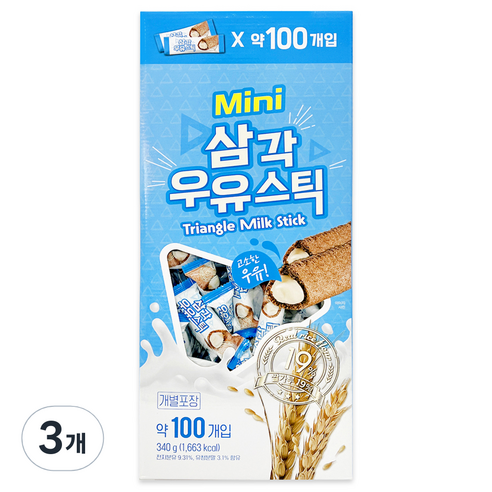 키즈웰 삼각 우유스틱 100p, 340g, 3개