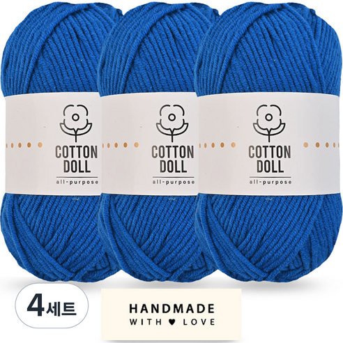 니뜨 코튼돌실 50g x 3p + 코튼 라벨 세트, 4세트, 33 로얄블루