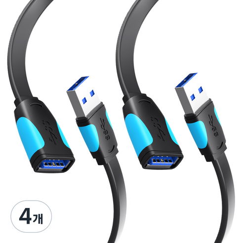 벤션 칼국수형 USB 3.0 고속 연장케이블 블랙, 4개, 0.5m